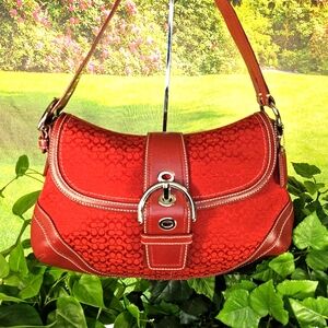 COACH Jacquard Signature Soho Boho Bag Red Wine Purse Coach H0749 - F10926